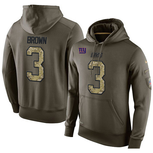 NFL Nike New York Giants #3 Josh Brown Green Salute To Service Men's Pullover Hoodie